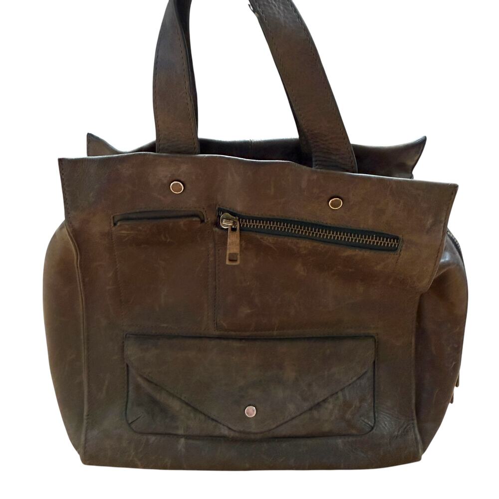 Tommy Bahama Leather Backpack Dark Brown Distressed Convertible Tote Bag Shabby